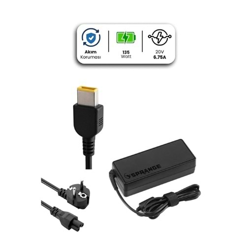 SR-L40 20V - 6.75A ( USB ) Sprange 135W LENOVO İçin Adaptör - AKT01608