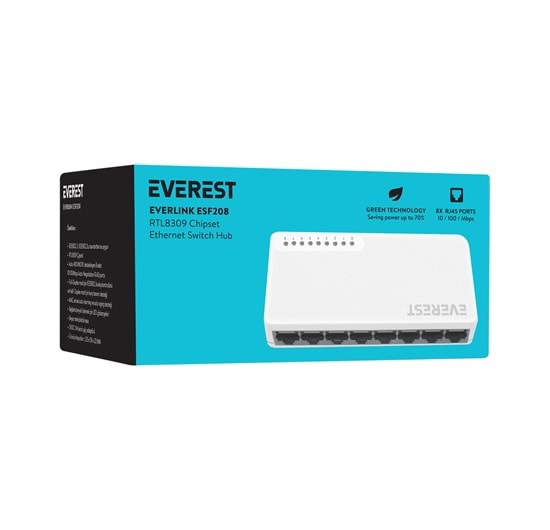 EV-ESF208 Everest Everlink 8 Port RTL8309 Chipset Switch Hub