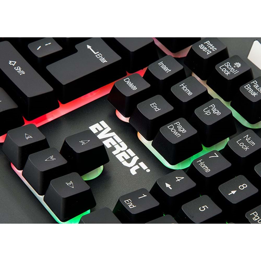 KMX-99 Everest Usb Gökkuşağı Zemin Aydınlatmalı Oyuncu Klavye+Mouse