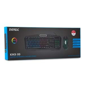 KMX-99 Everest Usb Gökkuşağı Zemin Aydınlatmalı Oyuncu Klavye+Mouse