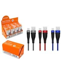 HY-X425 Hytech 1M 3A Type-C Data + Şarj Kablosu 3 Renk