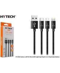 HY-X510 Hytech Quboo 1.2M Microusb+Lightning+Typec 3in1 Şarj Kablosu