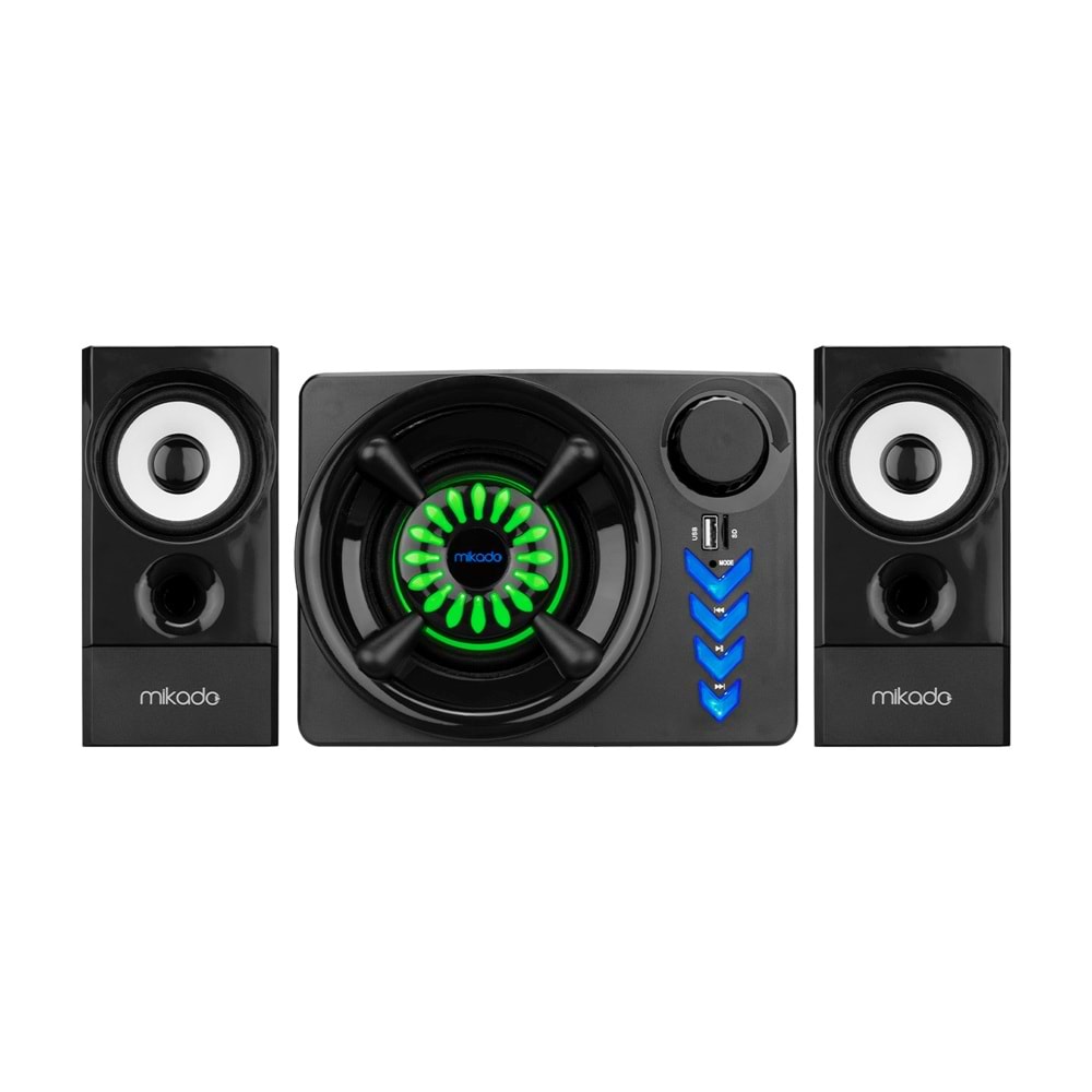 MD-219BT Mikado 2+1 10W+3W*2 Siyah Usb+Tf Cart+Fm+Bluetooth Speaker