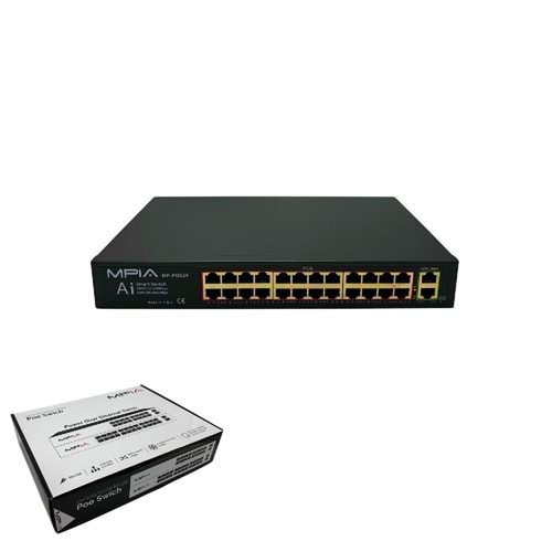 MP-POE24 Mpıa 360W 10/100/1000 Mbps 24 PortMetal Kasa POE - AKT01521
