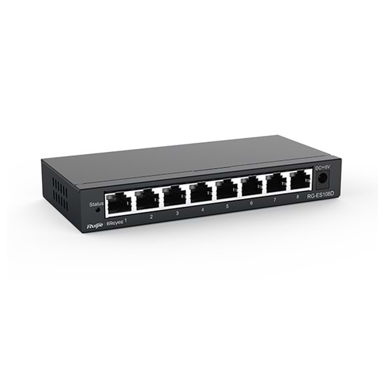 Reyee RG-ES108D 8 Portlu, 10/100 Fast Ethernet, Tak Çalıştır Switch, M